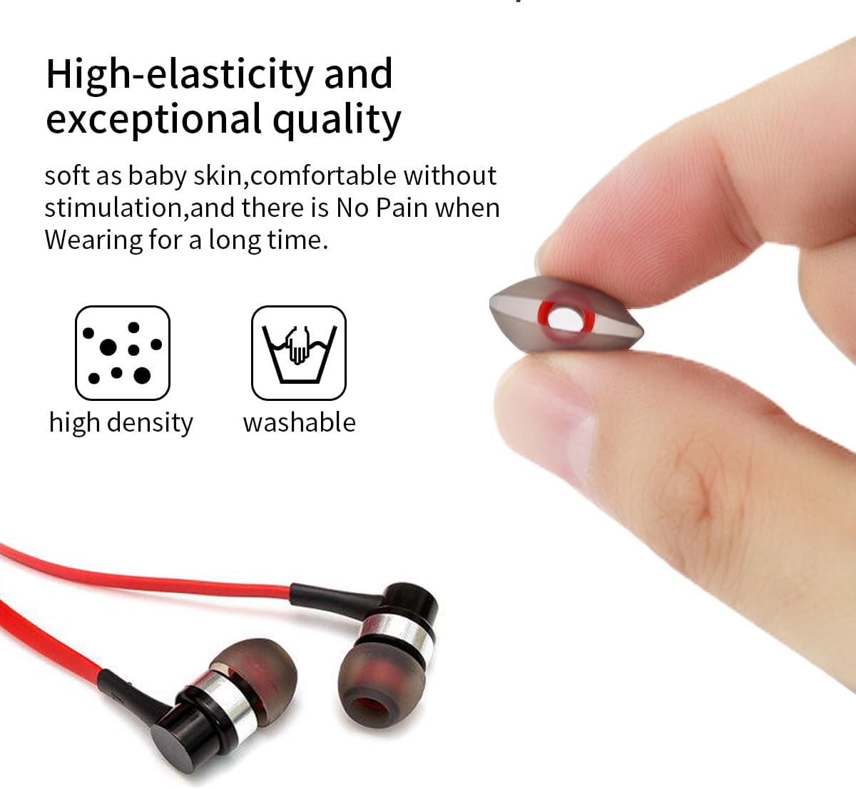 60PCS Earbuds Replacement Tips Silicone, Ear Bud Replacement Pieces Silicone, Soft Silicone Replacement Earbuds Fit Most in-Ear Earbuds 3 Sizes S/M/L, Black - Image 6