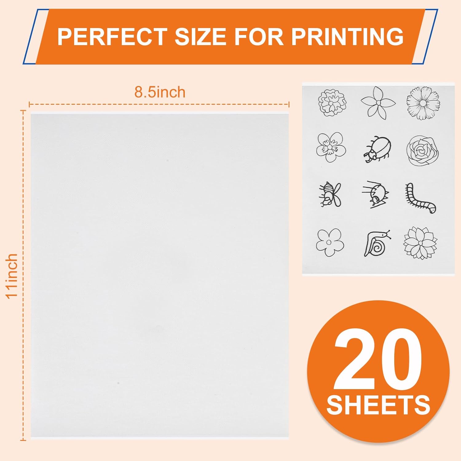 FURWEY 20PCS 8.5"x11" Wash Away Embroidery Stabilizer – Self Adhesive & Printable, Water Soluble Paper for Hand and Machine Use - Image 2