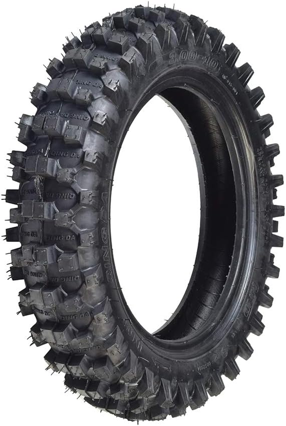 AlveyTech 3.00-10 Dirt Bike Tire with QD015 Knobby Tread - Rear Tire Compatible with 10" Rims, Coolster QG-214X-W125 and XR-2, and Engine Sizes 49, 50, & 70cc, Baja Motorsports, Honda, & Yamaha Bikes