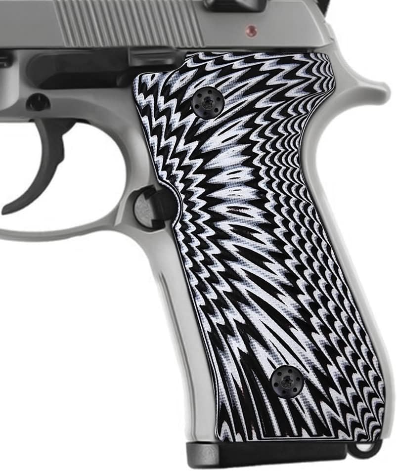 Cool Hand G10 Grips for Beretta 92/96 Full Size, 92 FS, m9, 92a1, 96a1, 92 INOX, Black Gun Grips Screws Set Included, Sunburst Texture, 1/4" Thin