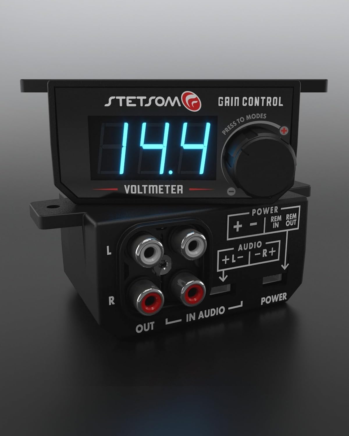 Stetsom 4in1 - Universal Bass Knob with Voltmeter, Gain Control + On/Off Switch + High to RCA Input Converter, Blue LED Display, One Touch On/Off Display, Continuous Touch On/Off Amplifier - Image 3