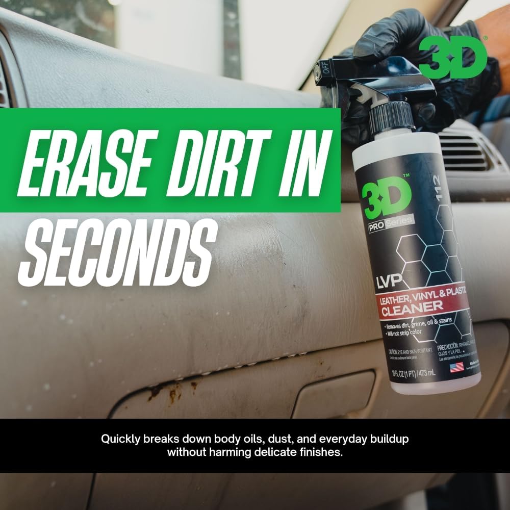 3D LVP Interior Cleaner - Removes Dirt, Grime, Grease, Oil & Stains from Leather, Vinyl & Plastic - Great for Seats, Steering Wheels, Door Panels, Dashboards - Car, Office, Home Use - 1 Gallon - Image 6