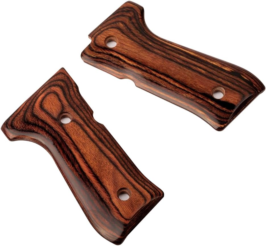 Cool Hand Grips for Beretta 92 FS, 92/96 Full Size, m9, 92a1, 92 INOX, High Polished Wood, Gold Screws Included, 1/4'' Thin - Image 3