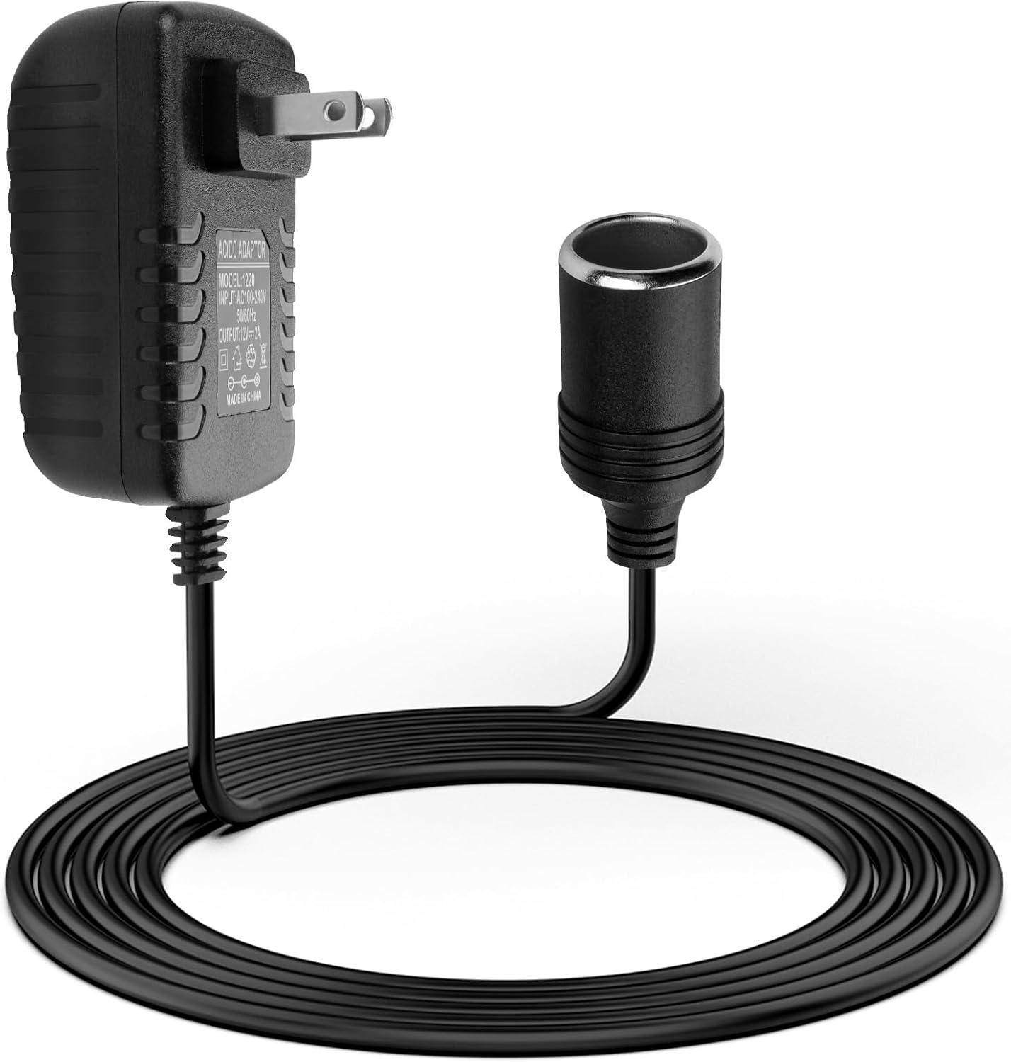 Herfair AC to DC Converter 2A 24W Car Cigarette Lighter Socket Adapter Power Cable 110-240V to 12V AC/DC for Automobile Home Use Car to Wall Plug( Only for Device Under 24W) (Pack of 1)