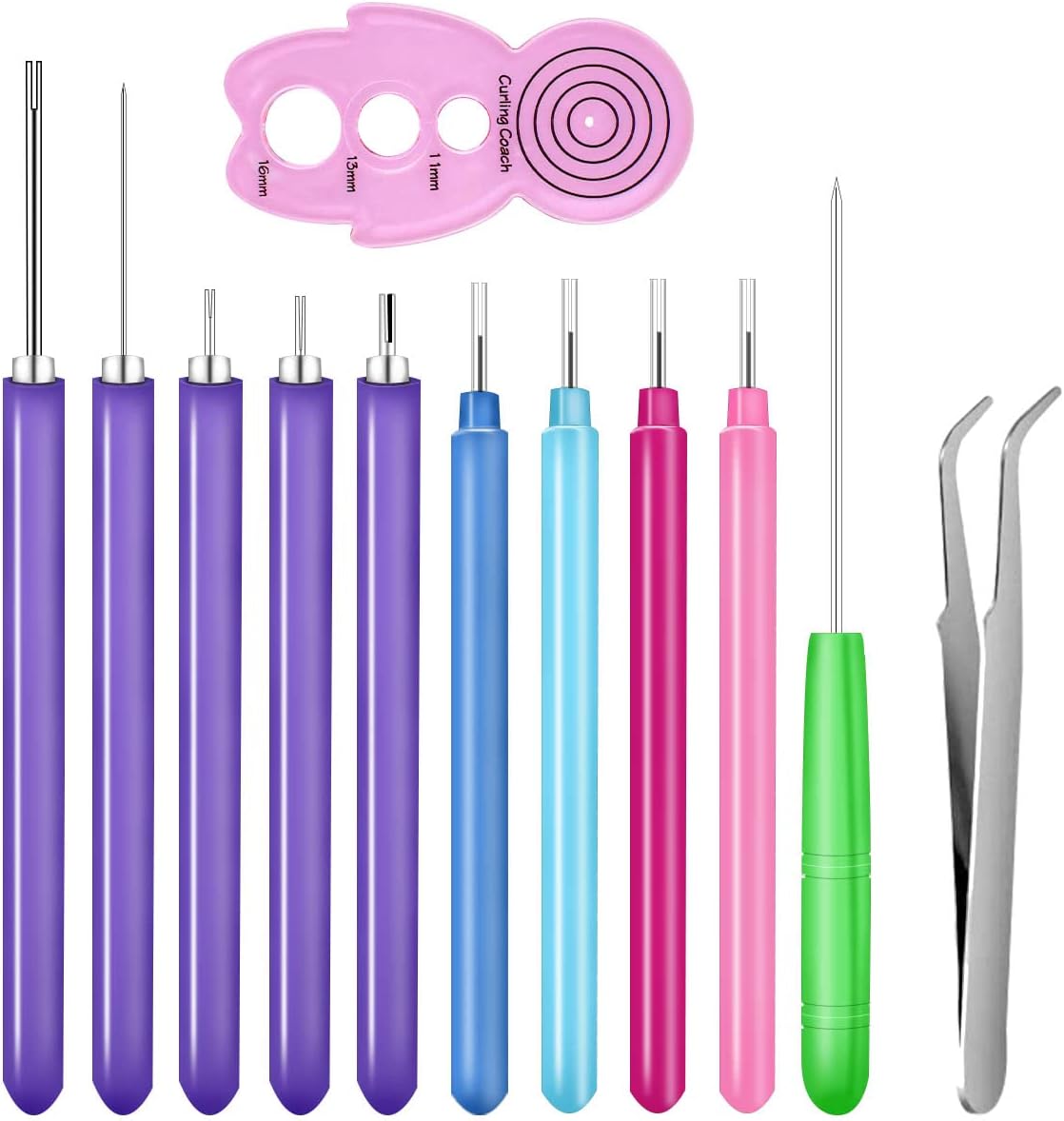 12 Pcs Paper Quilling Slotted Tool Paper Curling Tools Kit Quilling Needle Pen for Art Craft Different Size DIY Paper Cardmaking Project Rolling Multifunction Slotted Quilling Tool Set Handmade Tools