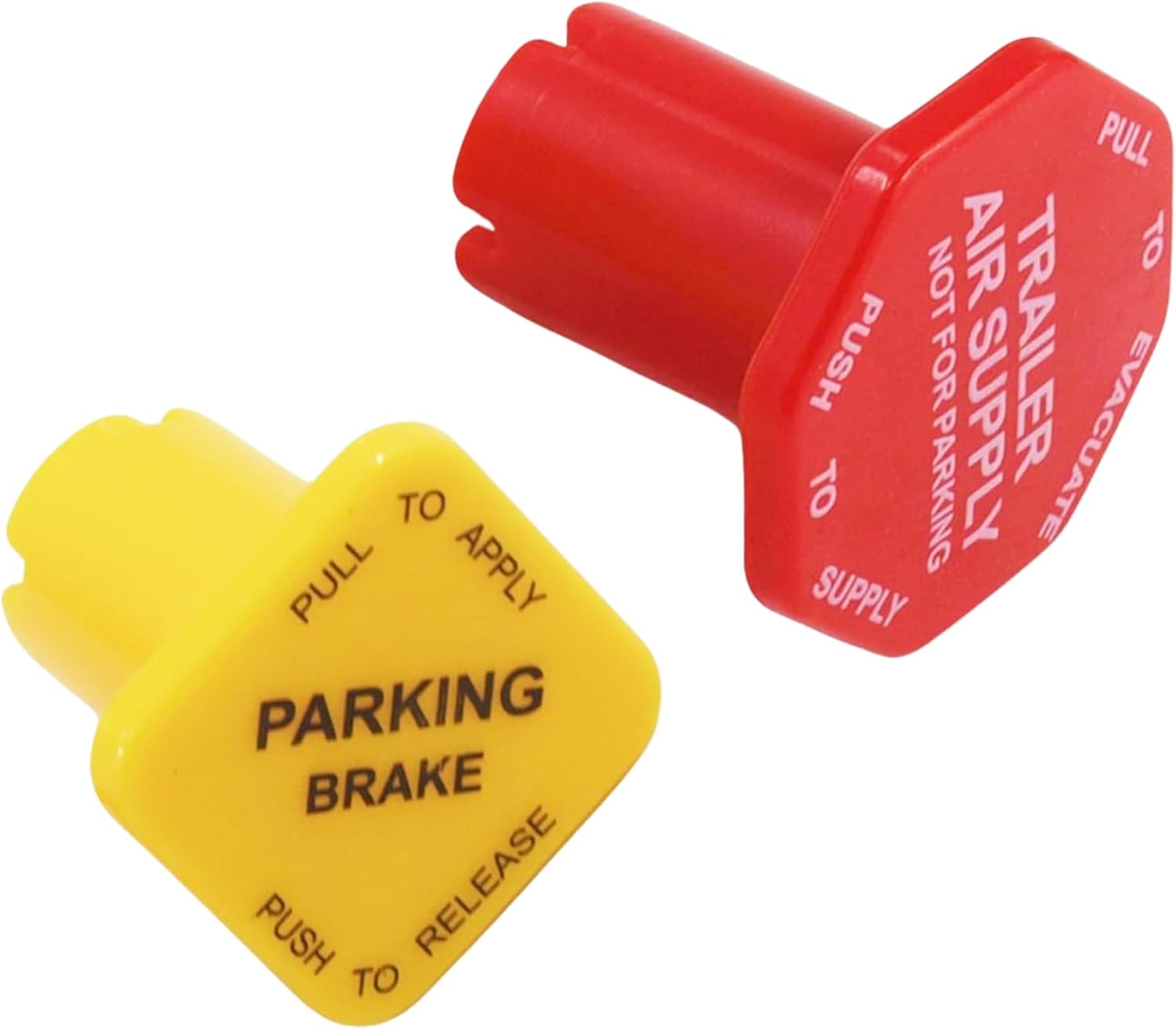 Truck Parking Brake Knob Yellow and Trailer Air Supply Knob Red 5/8" Threaded MV-3 Dash Valve Control Compatible with Bendix Peterbilt Kenworth Volvo Truck 298818 298817 - Image 2