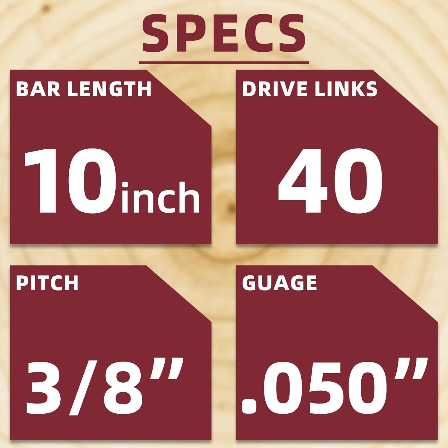 5 Pack 10 Inch Chainsaw Chain 3/8" LP Pitch .050" Gauge 40 Drive Links Replacement for Echo CS-271 CS280, Worx WG309, Sunjoe SWJ807E, Remington RM1035P, Craftsman S40 - Image 2