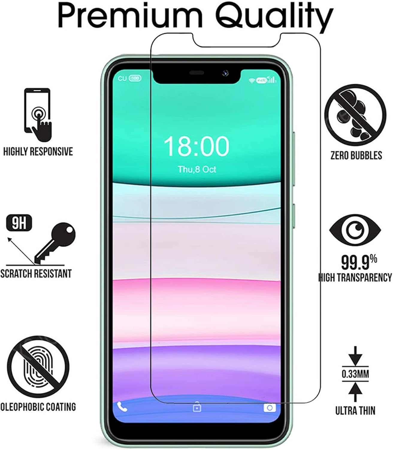 3 Pack for Foxx A67W Screen Protector,Case Friendly, Scratch Resistant Bubble Free Anti-Fingerprints HD Clear,Tempered Glass Film for Foxx Foxxd A67W - Image 3