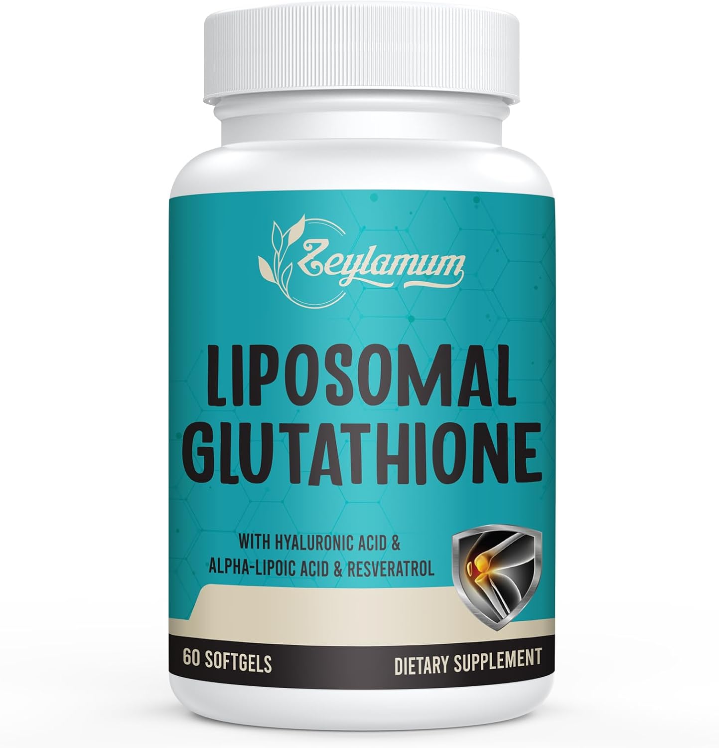 Zeylamum 2400 MG Liposomal Glutathione Softgels, Max Absorption, Active Form L-Glutathione Reduced (GSH), with Hyaluronic Acid, Resveratrol, Master Antioxidants for Brain, Immune System, 60 Softgels