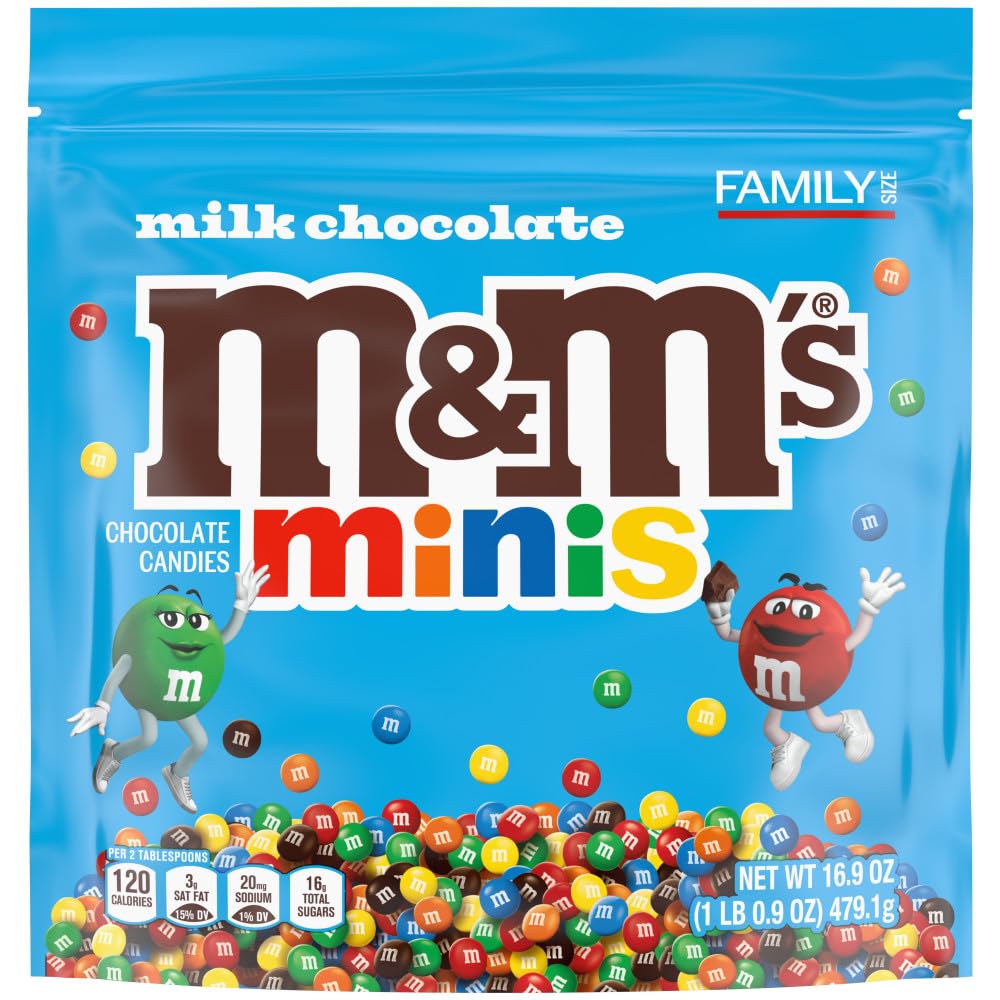 M&M'S MINIS Milk Chocolate Candy Assortment, Family Size, 16.9 oz Resealable Bulk Chocolate Candy Bag - Image 4
