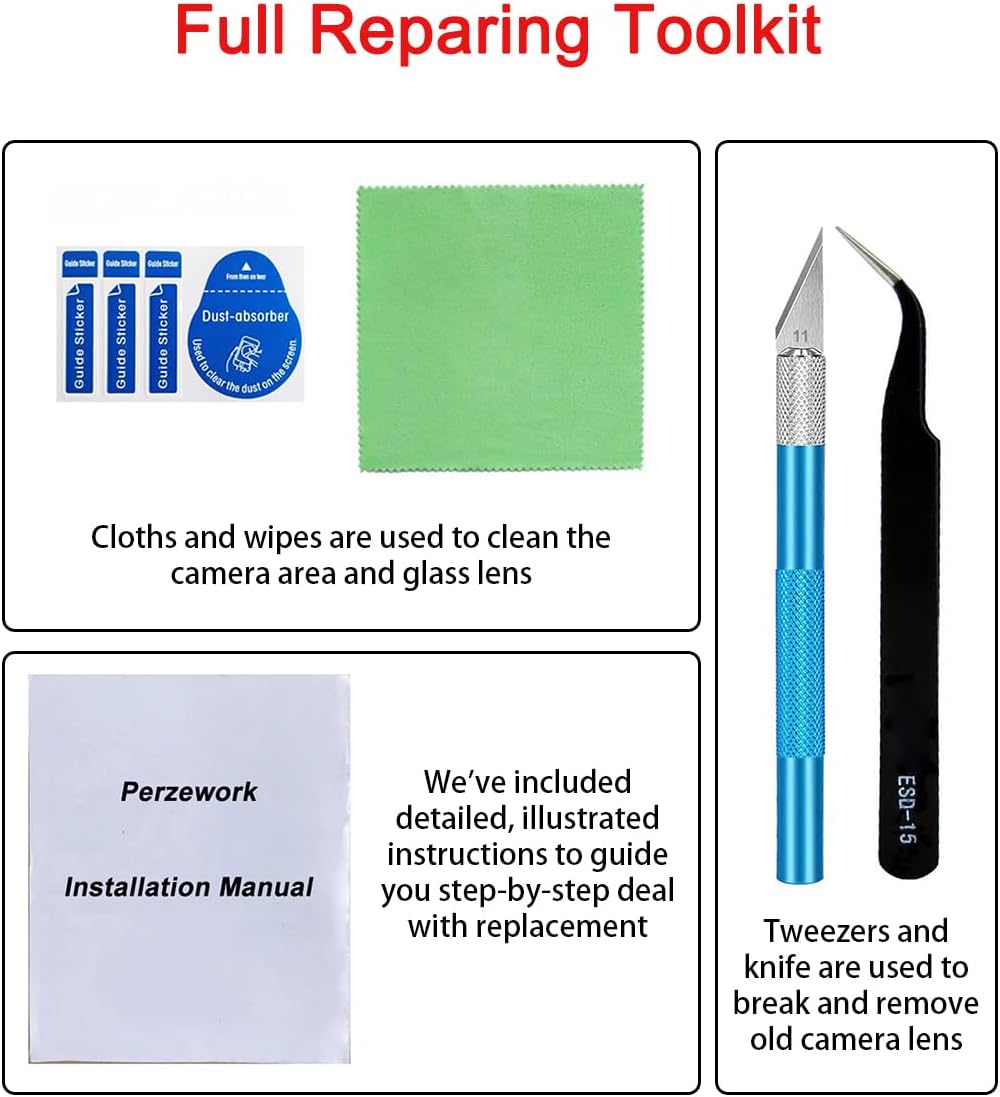 2 Set Back Rear Camera Lens Glass Replacement for Google Pixel 10 with pre-Installed Adhesive and Reparing Toolkit - Image 5