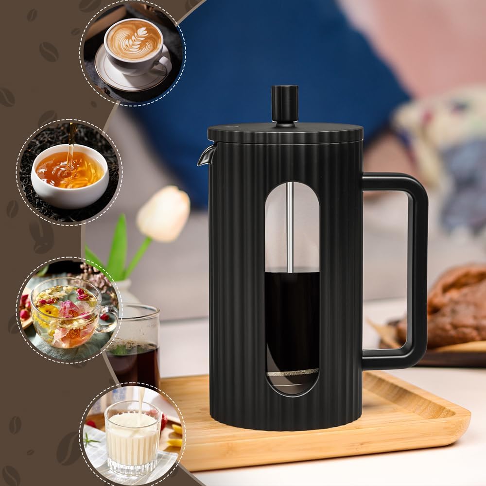 wedrink French Press Coffee Maker 12OZ, Heat Resistant Borosilicate Glass Carafe/Tea Maker Coffee Press Frother Brewer (350ml) - Image 9