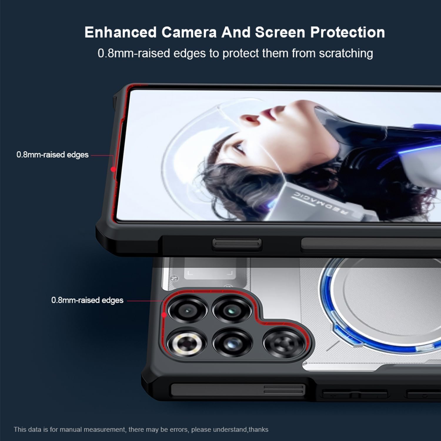 Gaming Case for Red Magic 11 Pro/11S Pro/11 Pro+/11S Pro+ Case, Soft TPU Bumper + Hard PC Back Cover Military Grade Airbags Shockproof Drop Protection,Black - Image 3