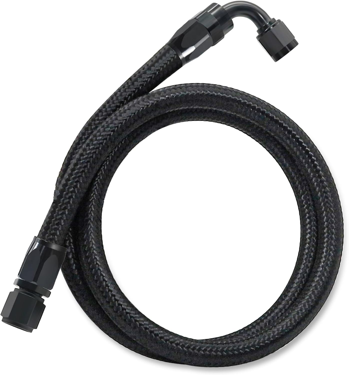 6AN Fuel Line Kit CPE, 4FT Assembled AN6 Braided Fuel Line with Hose End Fitting(0°+90°)