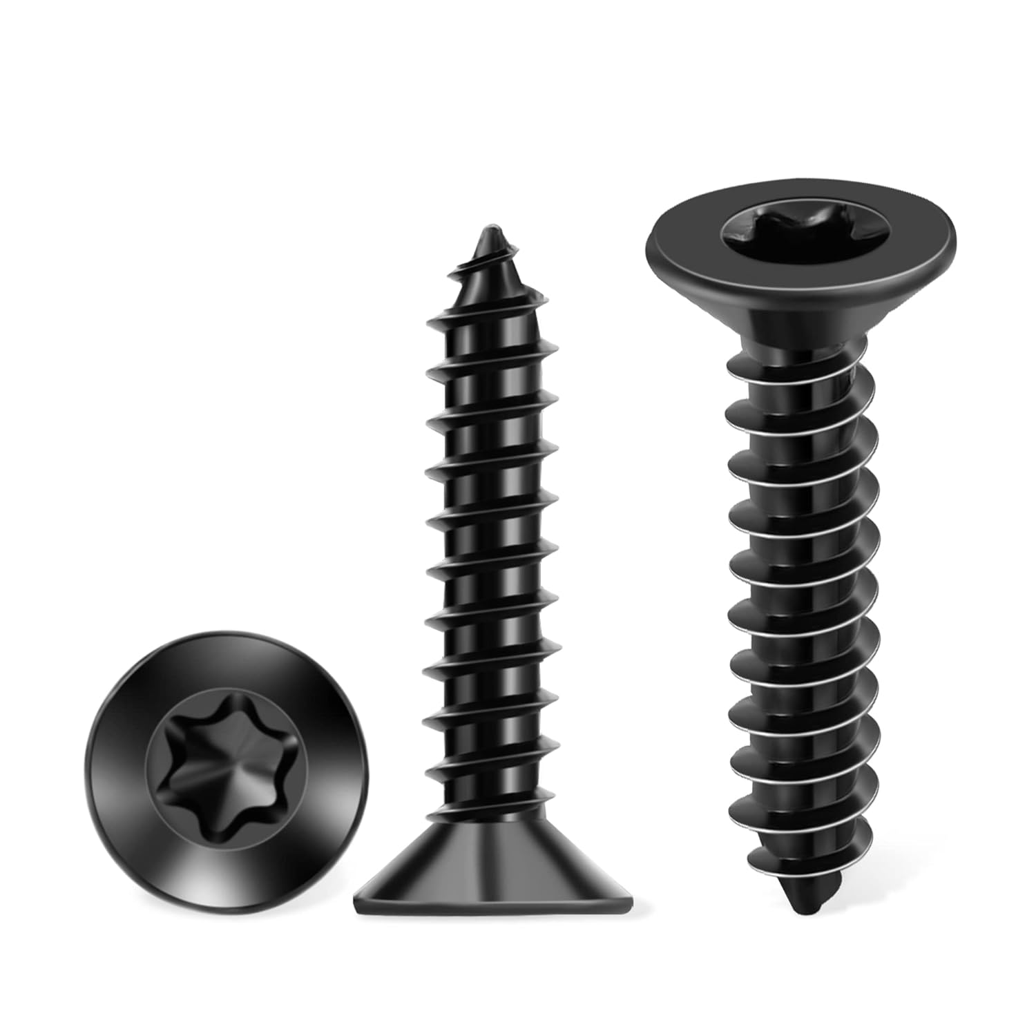 100 PCS #10 x 1-1/4" Flat Head Torx/Star Wood Screws, 18-8 (A2) Stainless Steel, Full Threaded & Black Coated for Durability, T25 Drive Bit Included, No.10 X 1.26 Length Multipurpose Screw by TPOHH