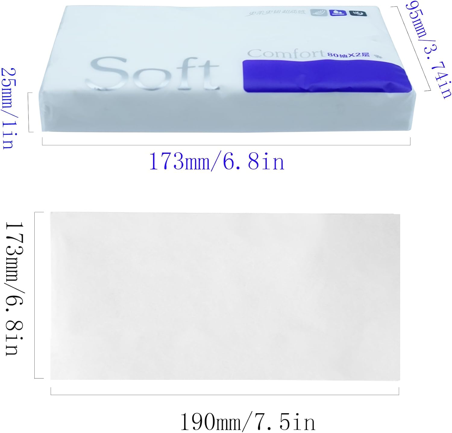 80 Sheets Car Tissue Refills, 6 Bags Travel Size Handbag Tissues, Facial Napkins Fit for Car Visor Tissue Holder, Cylinder, Box Round Container - Image 2