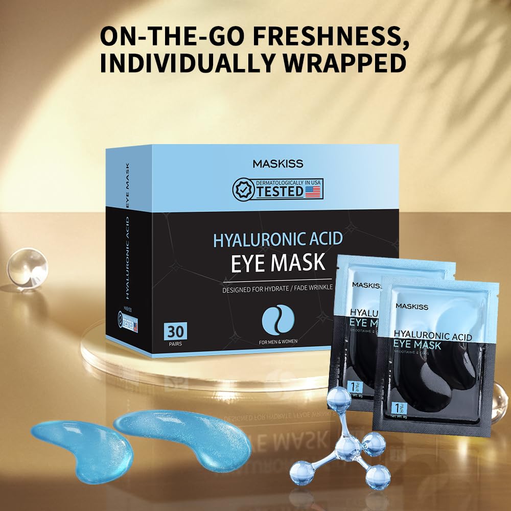 Maskiss Under Eye Patches (30 Pairs), Hyaluronic Acid Eye Masks for Dark Circles Puffy Eyes Undereye Bags, Collagen Eye Patches for Wrinkles and Hydrate, Skin Care Gift for Her - Image 9