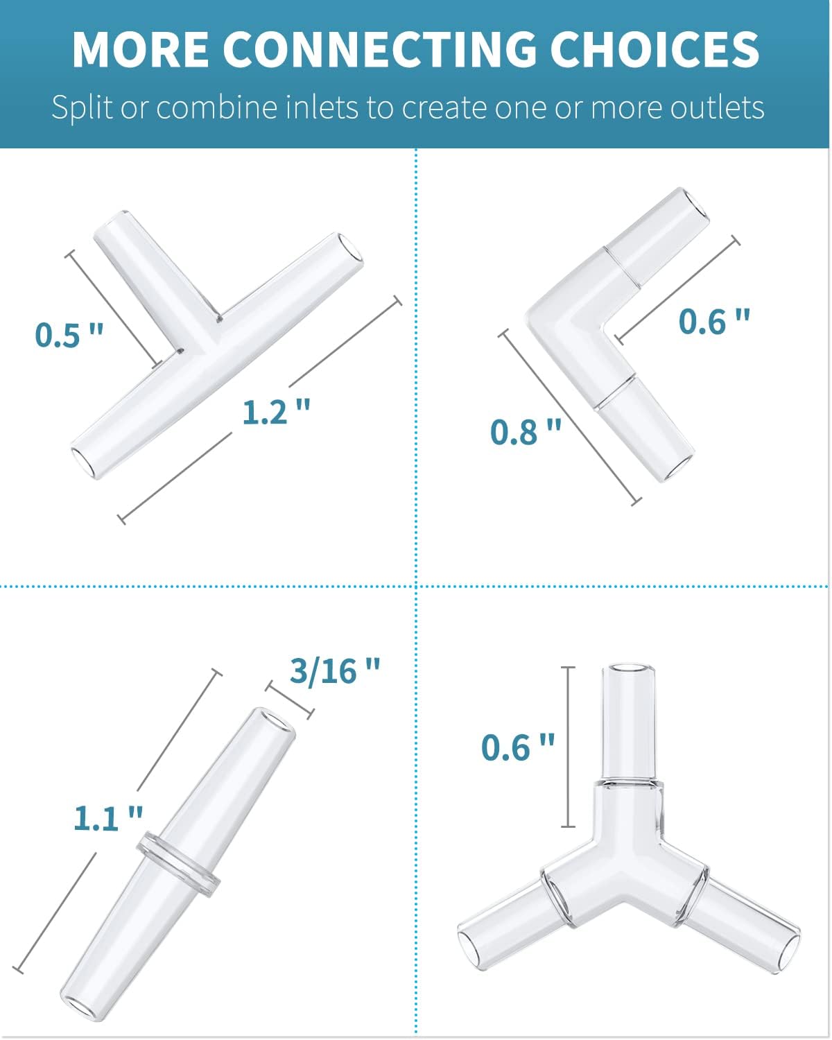 Pawfly Aquarium 25 Feet Airline Tubing Standard Air Pump Accessories Set with Air Stone Cylinders Connectors Suction Cups and Check Valves for Fish Tank Aeration Setup - Image 7