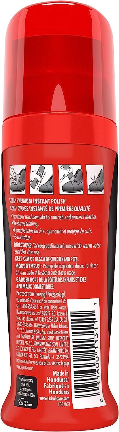 Kiwi Instant Shine & Protect Liquid Shoe Polish, Black, 1 Bottle with Sponge Applicator, 2.5 oz, Pack of 1 - Image 2