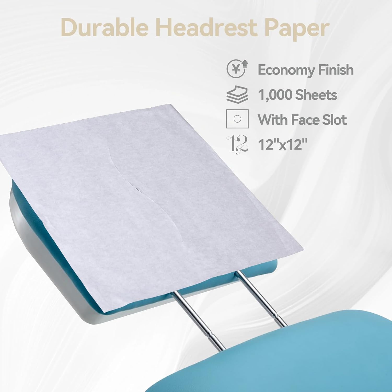 Jointown Headrest Paper Sheets with Slit, 12" x 12", Case of 1000, Disposable Tissue Squares for Chiropractic or Massage Table, White Smooth - Image 2