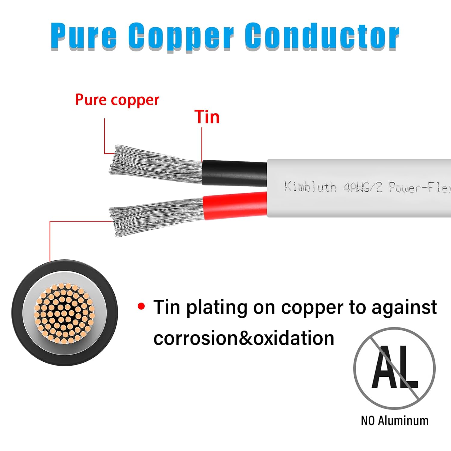 14 Gauge Duplex Marine Wire Tinned Copper Boat Cable, 100ft 14 AWG Standard USA OFC Oxygen Free Copper Wire for Automotive Boat Speakers Solar Outdoors - Image 3