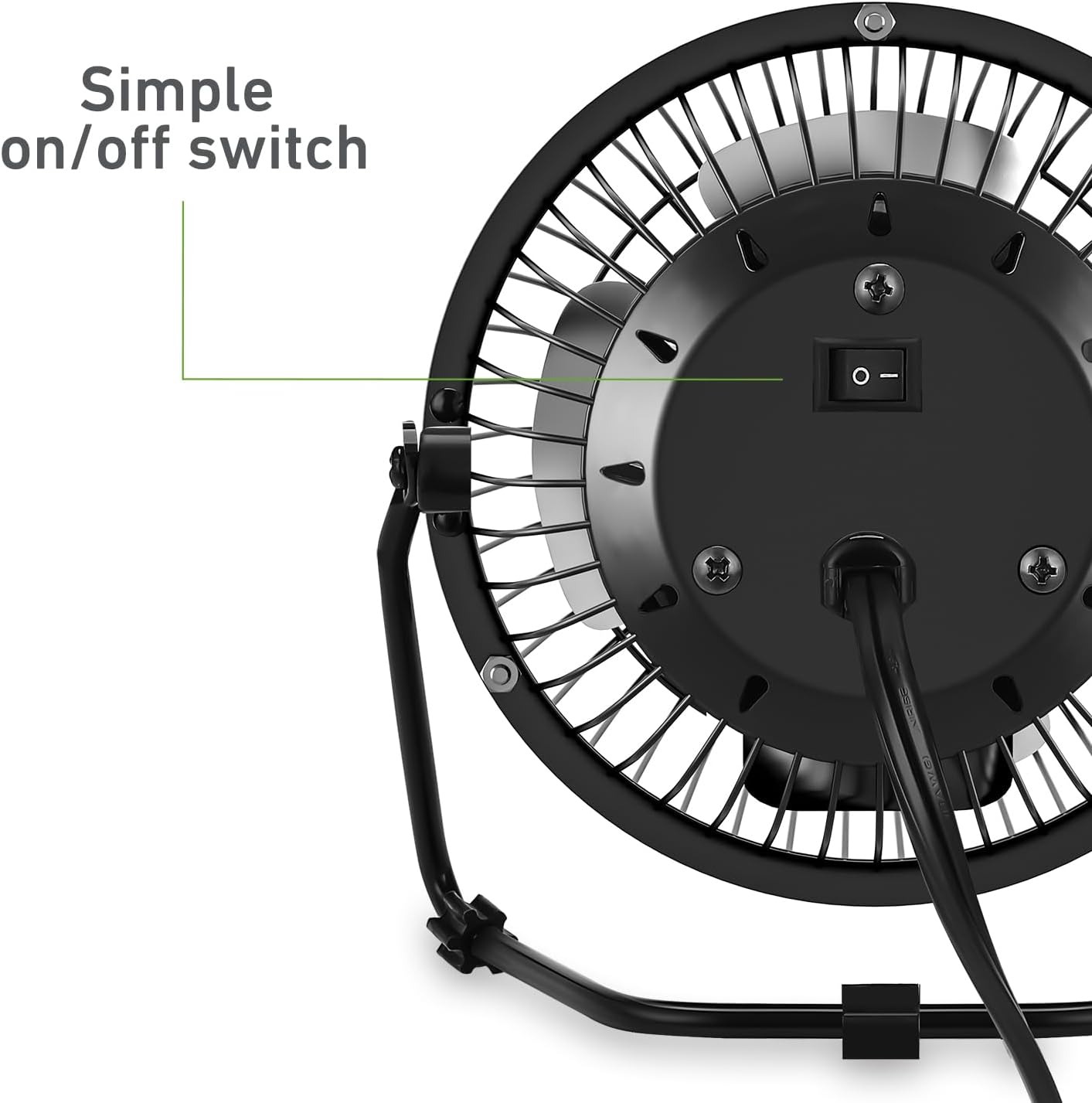 HOLMES 4" Mini High-Velocity Personal Desk Fan, 4 Blades, Adjustable 360° Head Tilt, Durable Metal Construction, Single Speed, Ideal for Home, Dorm Rooms, Bedrooms, or Offices, Black - Image 6