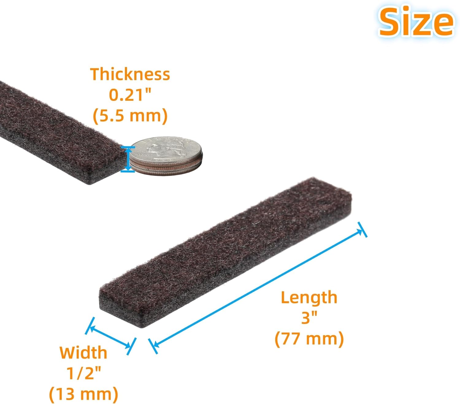 Furnigear Felt Strips with Adhesive Backing for Furniture - Felt Furniture Pads for Hardwood Floors, Furniture Chair Feet Felt Pads, Furniture Floor Protector Sliders 30 Pcs 3 x 1/2" Rectangular Brown - Image 2