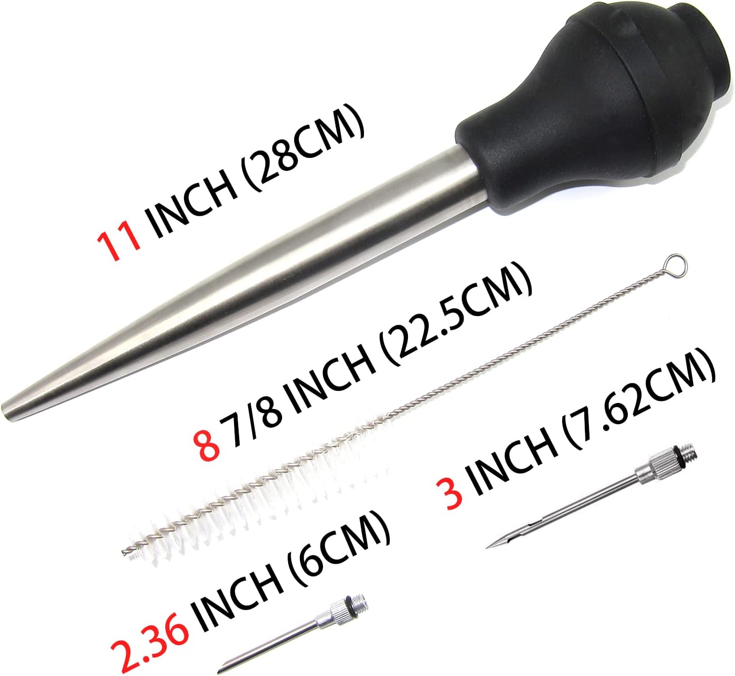 Best Utensils Stainless Steel Turkey Baster Commercial Grade Quality Silicone Bulb Including 2 Marinade Injector Needles And Brush For Easy Clean Up - Image 9