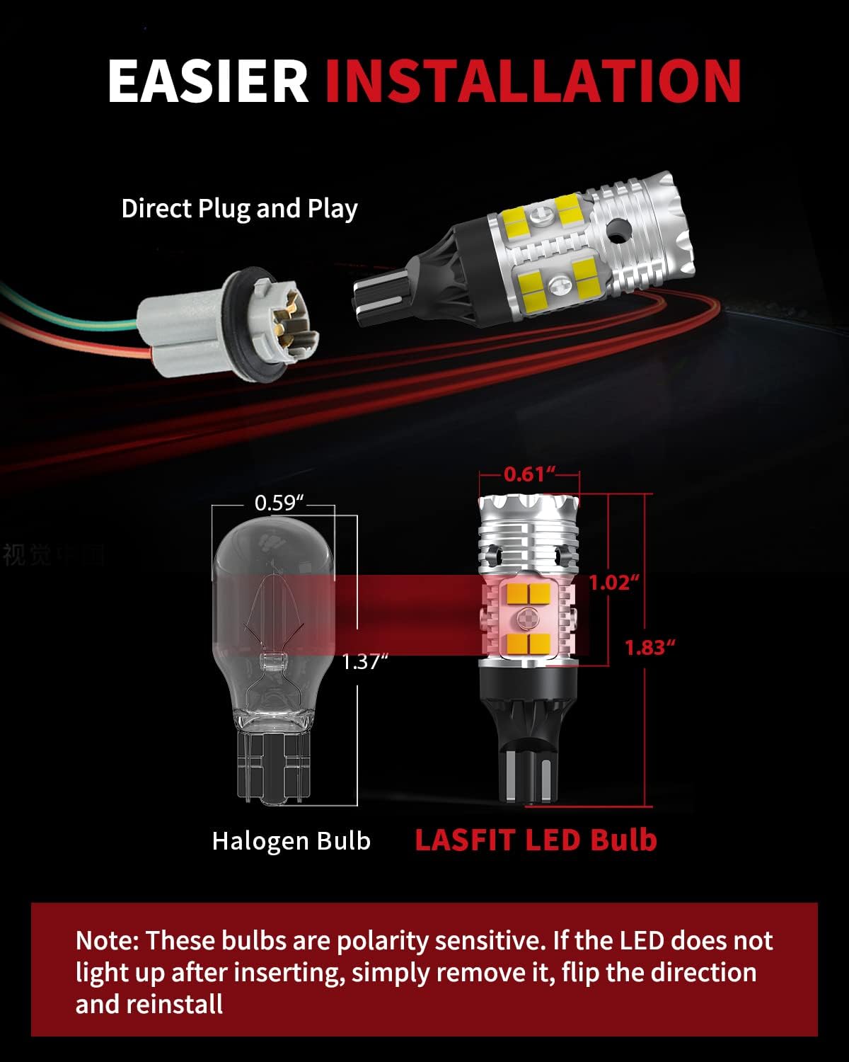 LASFIT 921 912 CANBUS Error Free LED Reverse Back Up Light Bulb Compatible with Toyota Tacoma 2005-2020 2021 2022 2023, Ultra Bright 6000K Cool White 3030 Chipsets 906 904 902 W16W Replacement, 2pcs - Image 7