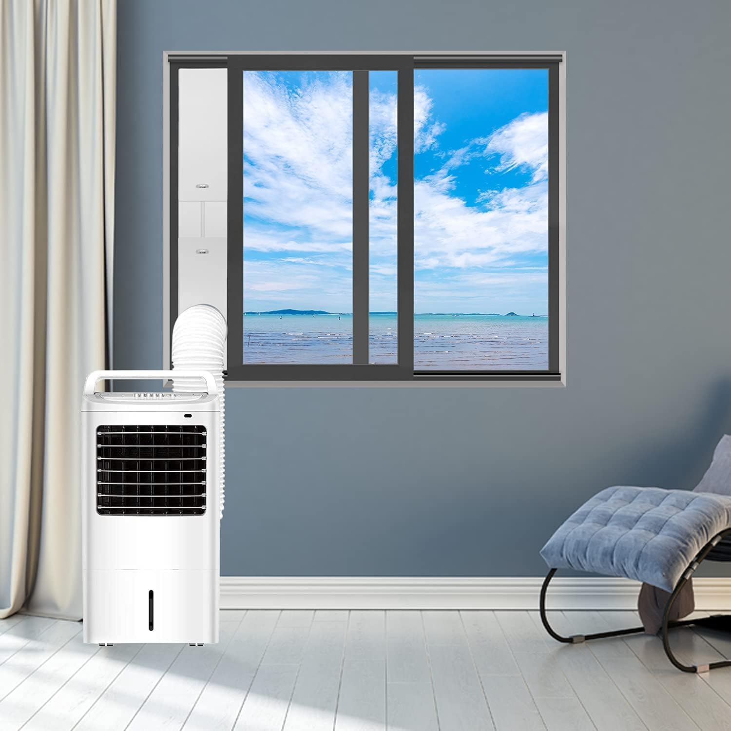 Portable AC Window Kit with 5.1” Exhaust Hose for Sliding Window, Adjustable Air Conditioner Window Vent Kit for Ducting AC Seal Panel for Horizontal&Vertical Window. - Image 5
