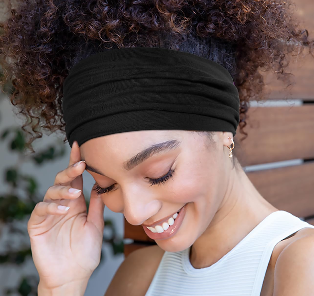 Huachi Wide Headbands: Boho Elastic Non-Slip Thick Stretchy Headbands for Women's Workout, Running, and Active Wear - Image 2