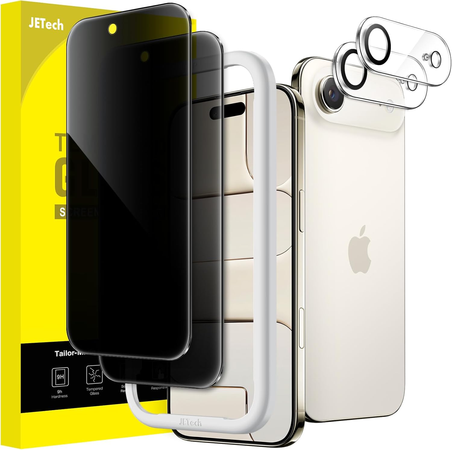 JETech Privacy Screen Protector for iPhone Air with Camera Lens Protector, Anti-Spy Tempered Glass Film, Easy Installation Tool, 6.5-Inch Display, 2-Pack Each