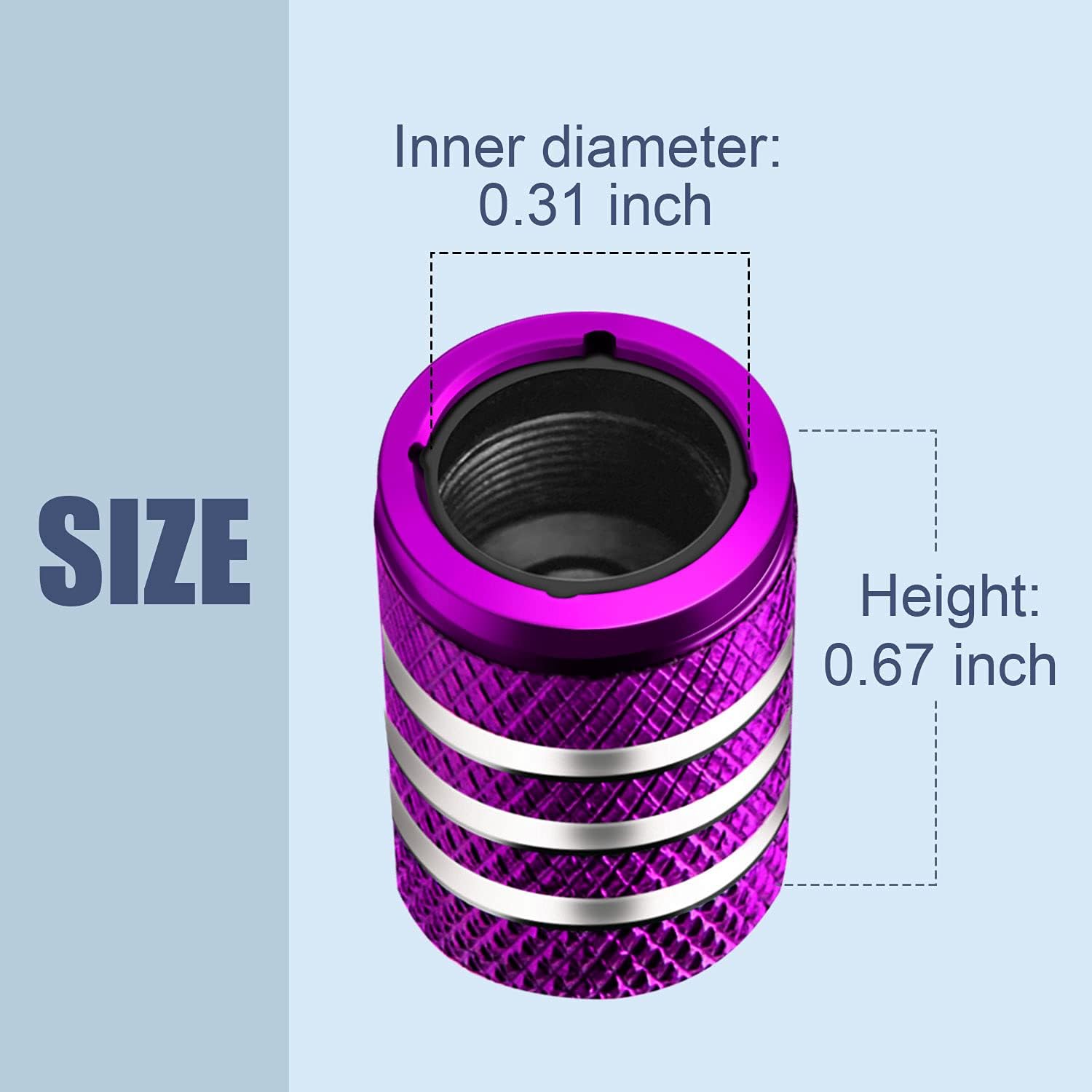 Tire Valve Stem Caps Cover - (5 Pack) Tire Air Caps Metal with Plastic Liner Corrosion Resistant Leak-Proof Dog Paw Print for Car Truck Motorcycle Bike Purple - Image 3
