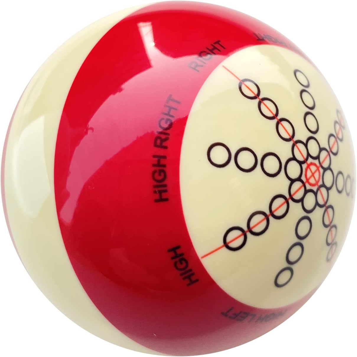 Billiards Pool Cue Ball, 2-1/4"/57.2mm Phenolic Resin Practice Training Aid with Precision Target Markings, Dual-Sided 8-Ball Spin & Angle Training for Beginners & Advanced Players