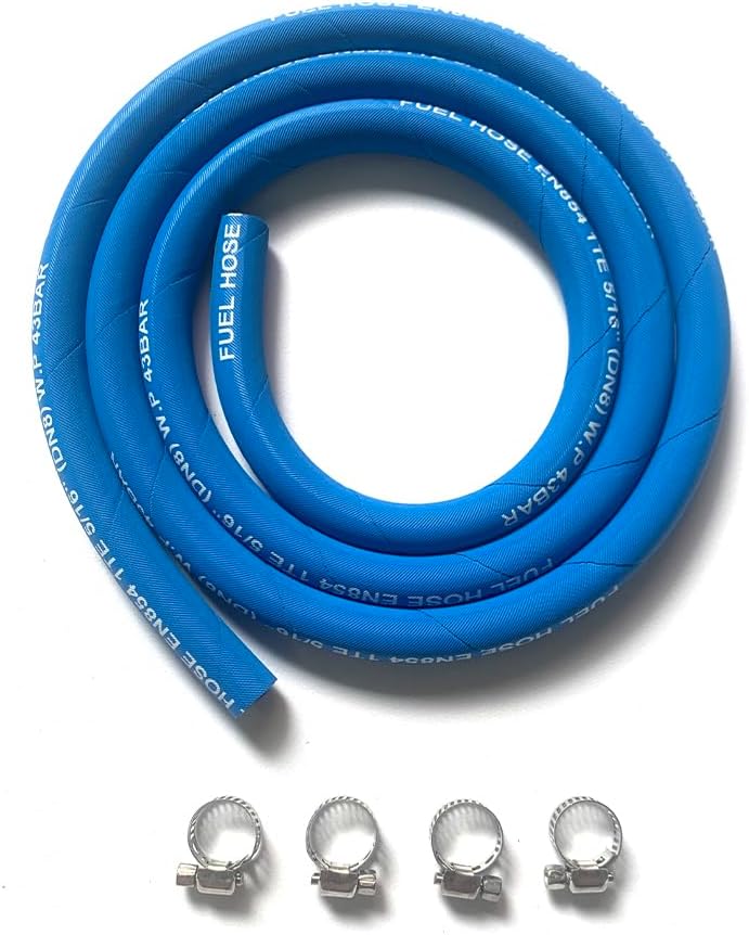 Fuel Line Hose 5/16" inch,5AN High Pressure Hose 2.8Mpa 400PSI 8mm 5FT for Fuel Systems Engines Tube Hose Blue Multiple Size Options (Attached Hose Clamp)