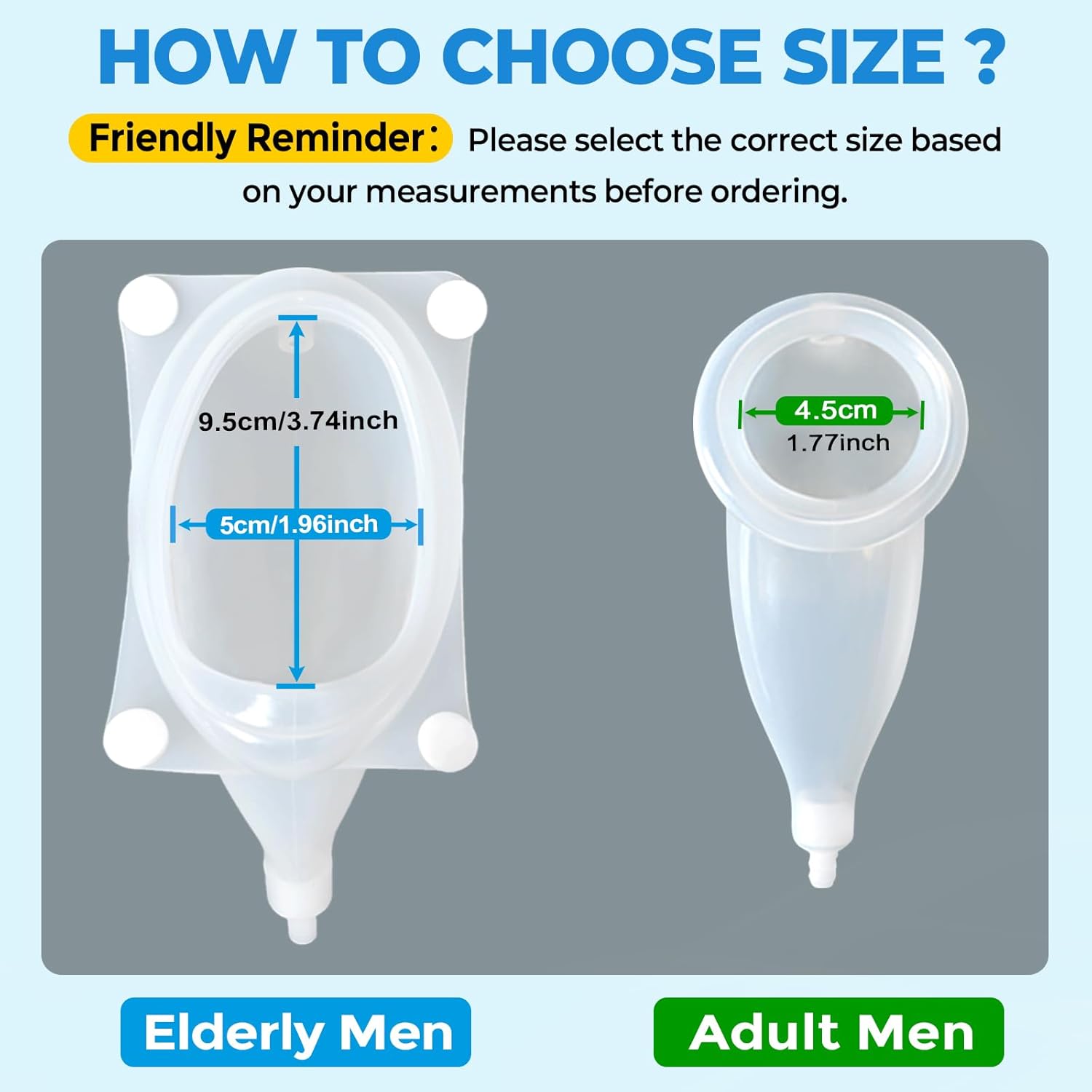 Catheter for Men, Urine Collection Bag for Elderly Men Male Age 80, Reusable Portable Silicone Urinal with 2 Bags (White-Men) - Image 3