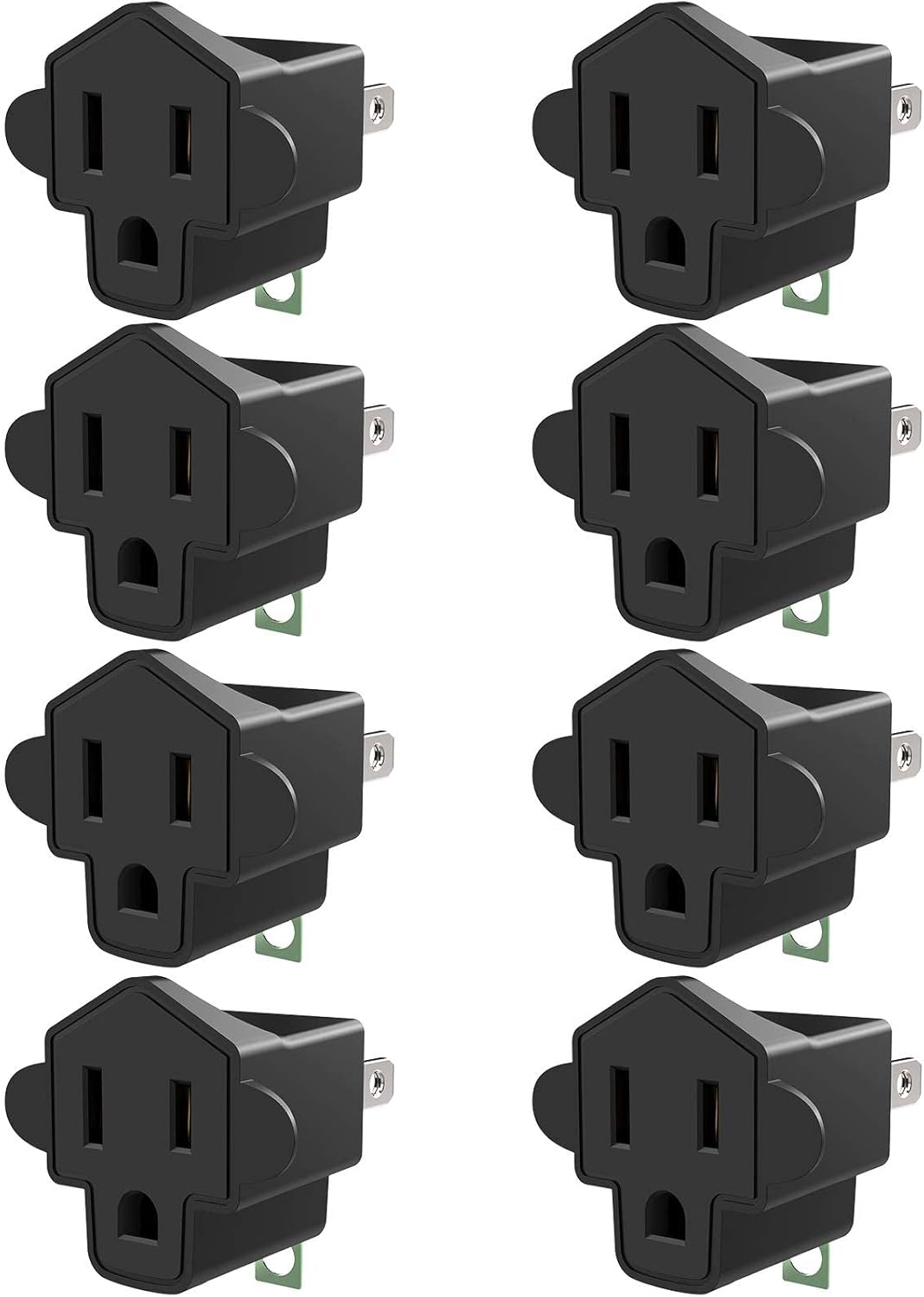JACKYLED ETL Listed 3-2 Prong Converter Polarized Grounding Adapter 3-Prong to 2-Prong Adapter Fireproof Material 392℉ Resistant Wall Outlets for Household Appliances Industrial, Black, 8 Pack