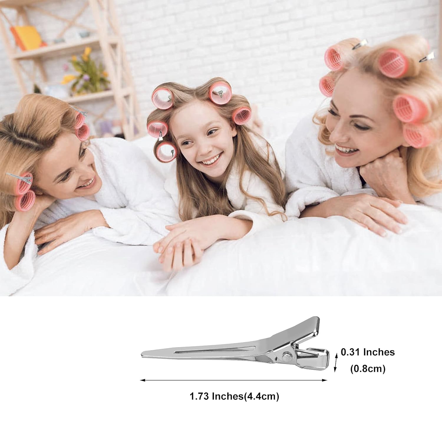 HiJeaton 60Pcs Duck Bill Hair Clips Metal Styling Hair Clips, Alligator Curl Clips, Single Prong Hair Clip for Thick Hair Sectioning, Salon, Bows DIY (Small) - Image 2