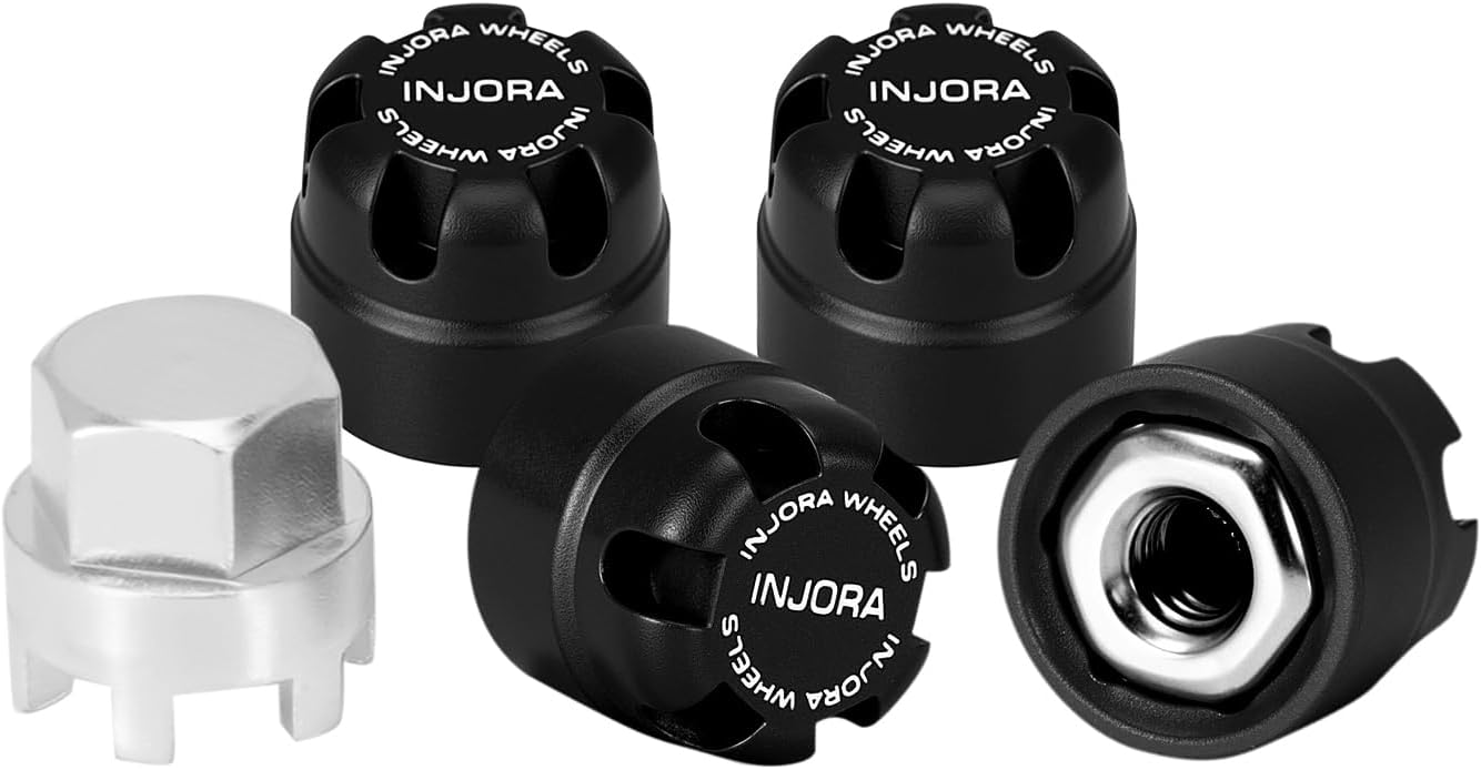 INJORA M2.5 Wheel Lock Nuts with Aluminum Cap for 1/18 RC Crawlers Upgrade(Black)