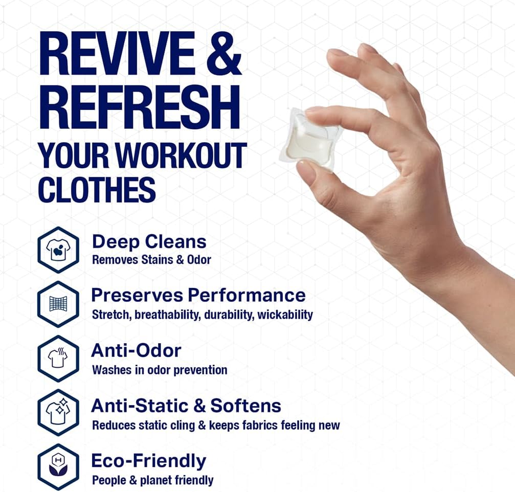 HEX Performance Laundry Detergent Packs, Fresh Scent, 75 Count – Activewear Detergent Pods for Odor & Sweat Removal, Concentrated Sport Wash, HE Compatible - Image 2
