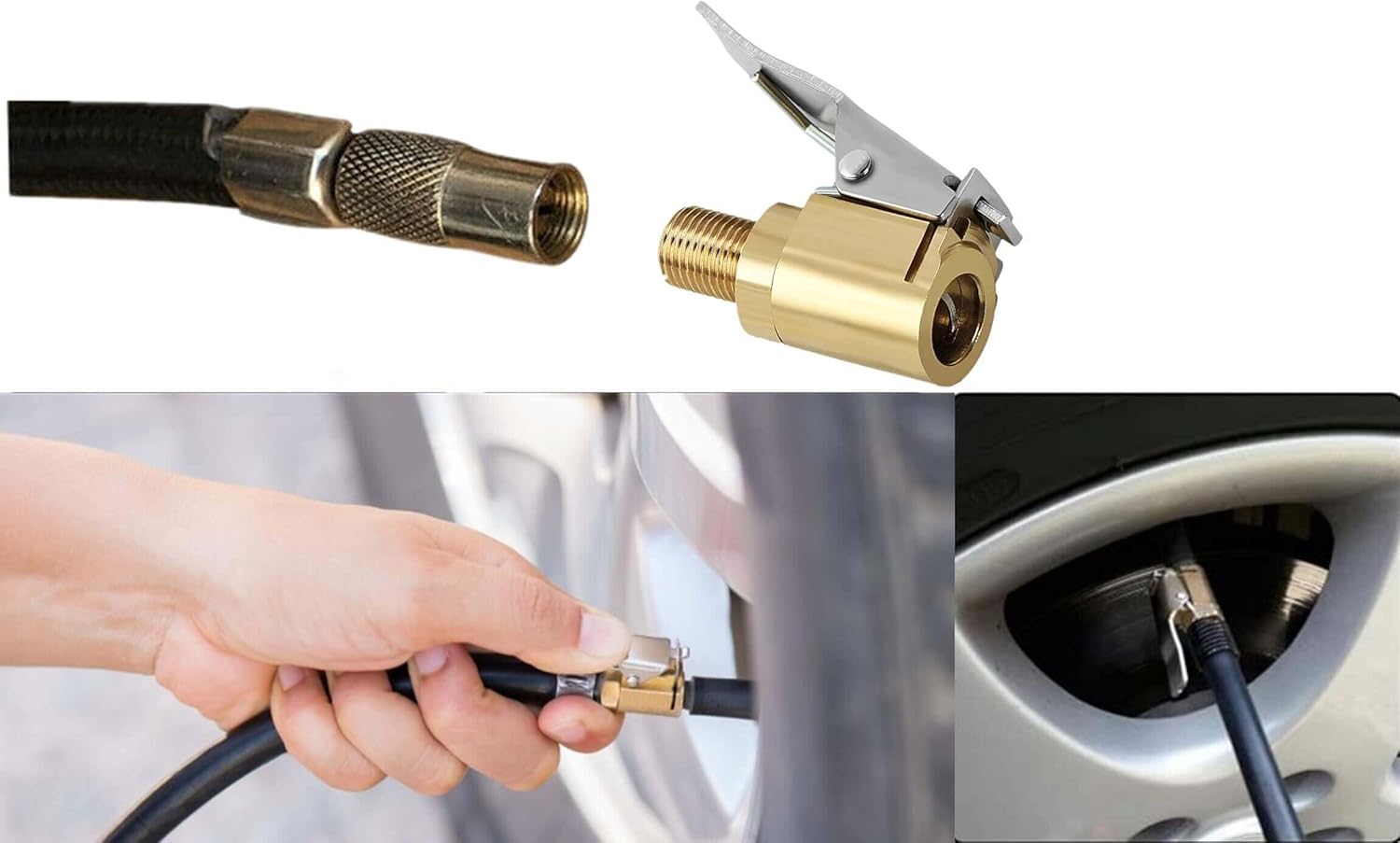 2Pack 8mm Tire Air Chuck with Clip Adapter, No Leakage Tire Chucks for Vehicle Inflator Compressor Pump Connect Accessories Tool, Brass Locking Tire Inflator Nozzle Adapter Connect 8mm - Image 8