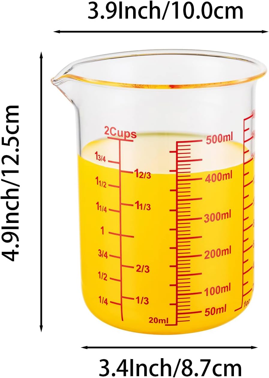High Borosilicate Glass Measuring Cup-V-Shaped Spout,Glass Measuring Beaker for Kitchen or Restaurant, Easy to Read, 500 ML (16 Oz, 2 Cup) - Image 7