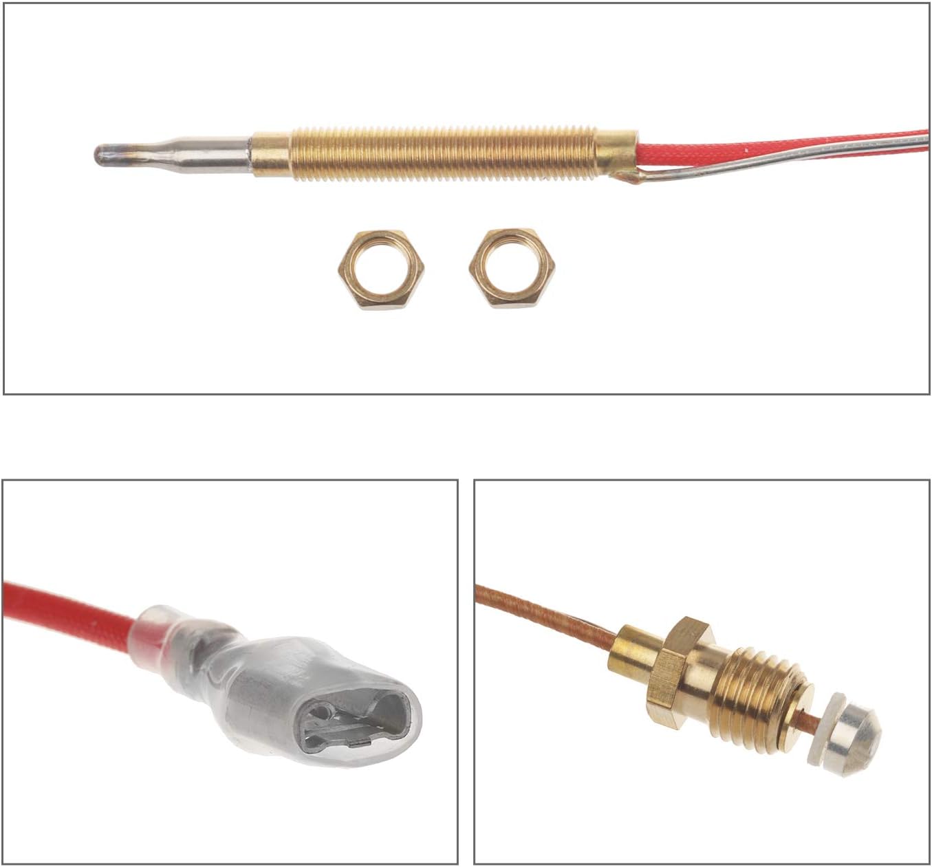 Outdoor Patio Heater Thermocouple Sensor and Tip Over Switch, with M8 x 1 End Connection Nuts, M6 x 0.75 Thermocouple Head Thread and 2 Screw Nuts, 16.2" Length Wire and 0.25'' Flat Terminal - Image 4