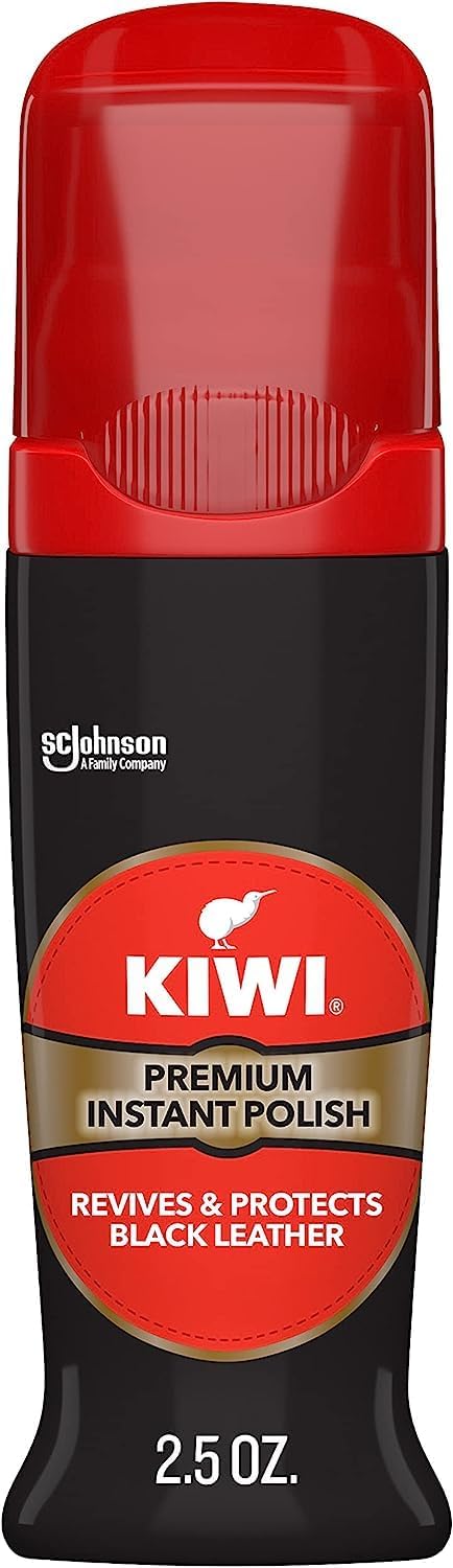 Kiwi Instant Shine & Protect Liquid Shoe Polish, Black, 1 Bottle with Sponge Applicator, 2.5 oz, Pack of 1