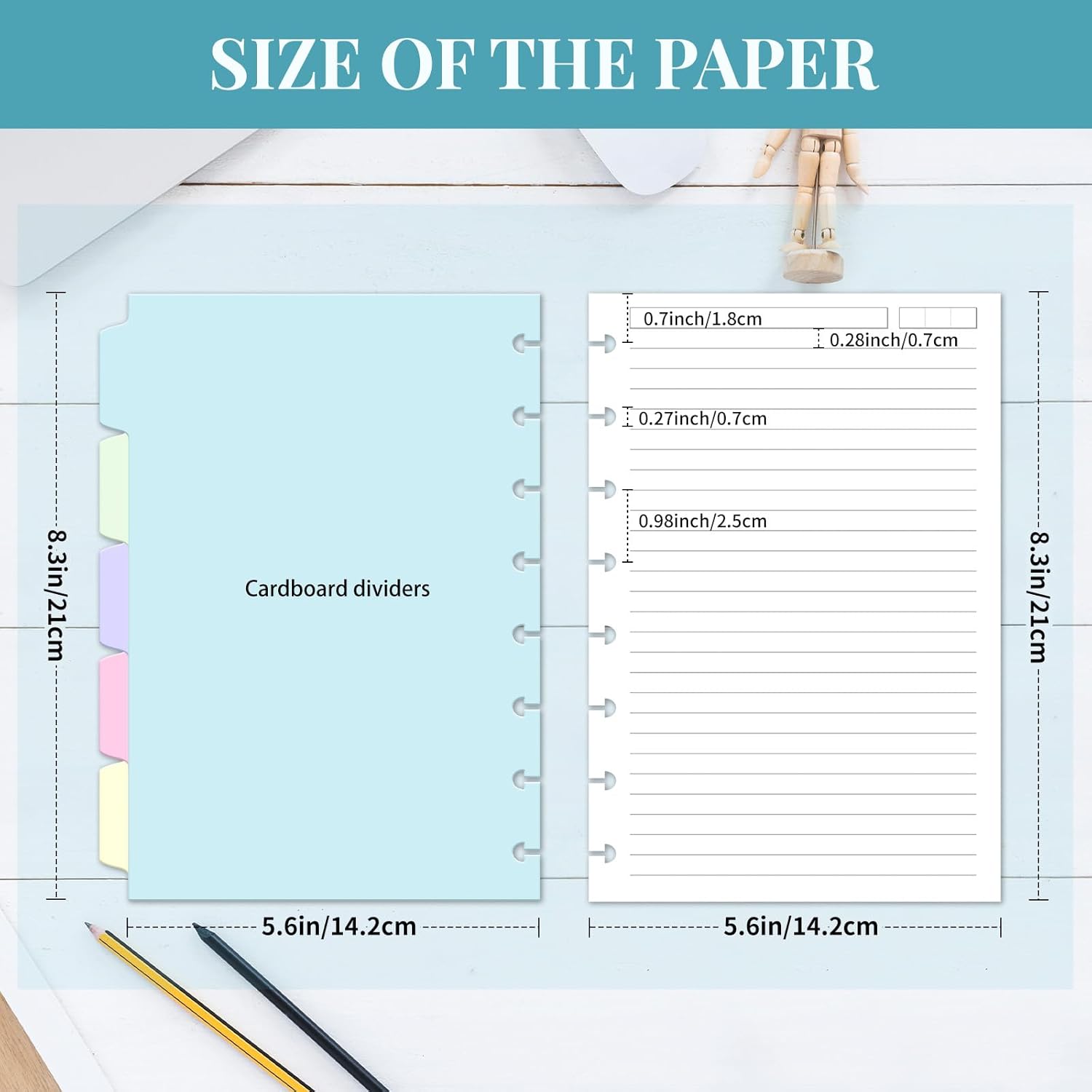 Discbound Refill Paper, Disc Paper Refill for Note-Taking System Discbound Planner Inserts with 240 Pages, 5 Sheets Dividers,White Paper Refill, Junior Size 5.6" x 8.3 " - Image 2