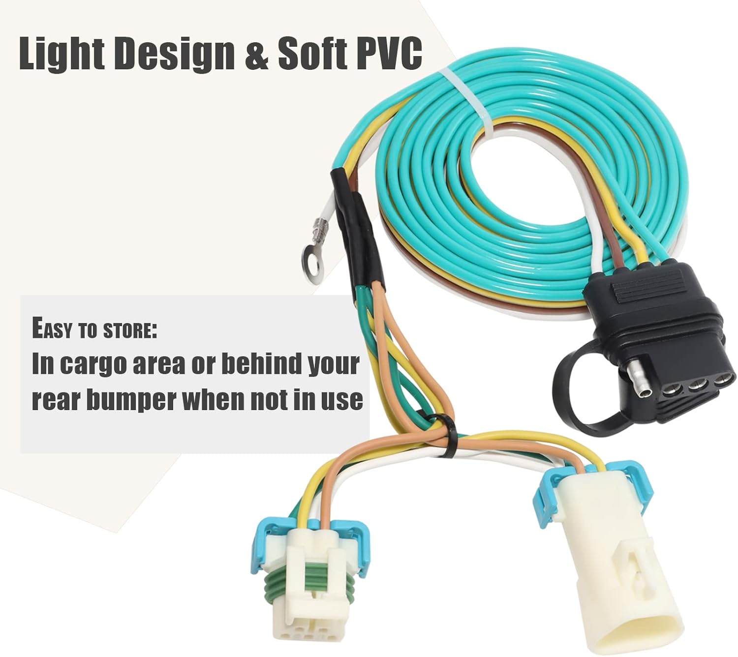 MECMO 4 Way Flat Trailer Wiring Harness for 1998-2004 Chevy S-10/GMC Sonoma & 1998-2000 Isuzu Hombre, Plug-in Simple Custom-Fit T-Connector 4 Pin Trailer Hitch Wiring - Image 6