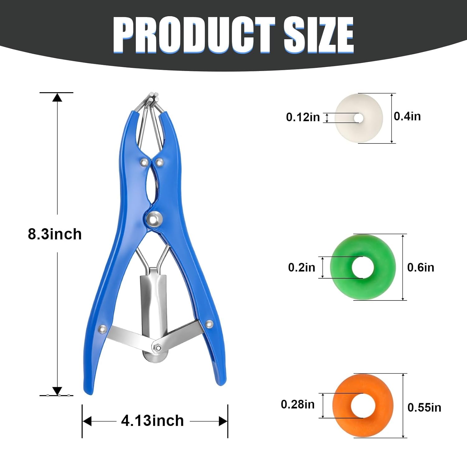 Goat Banding Kit, Stainless Steel Elastrator with 200pcs 3-Size Rubber Bands & Expander Tool for Humane Livestock Handling (Goats/Sheep/Calves) - Image 3