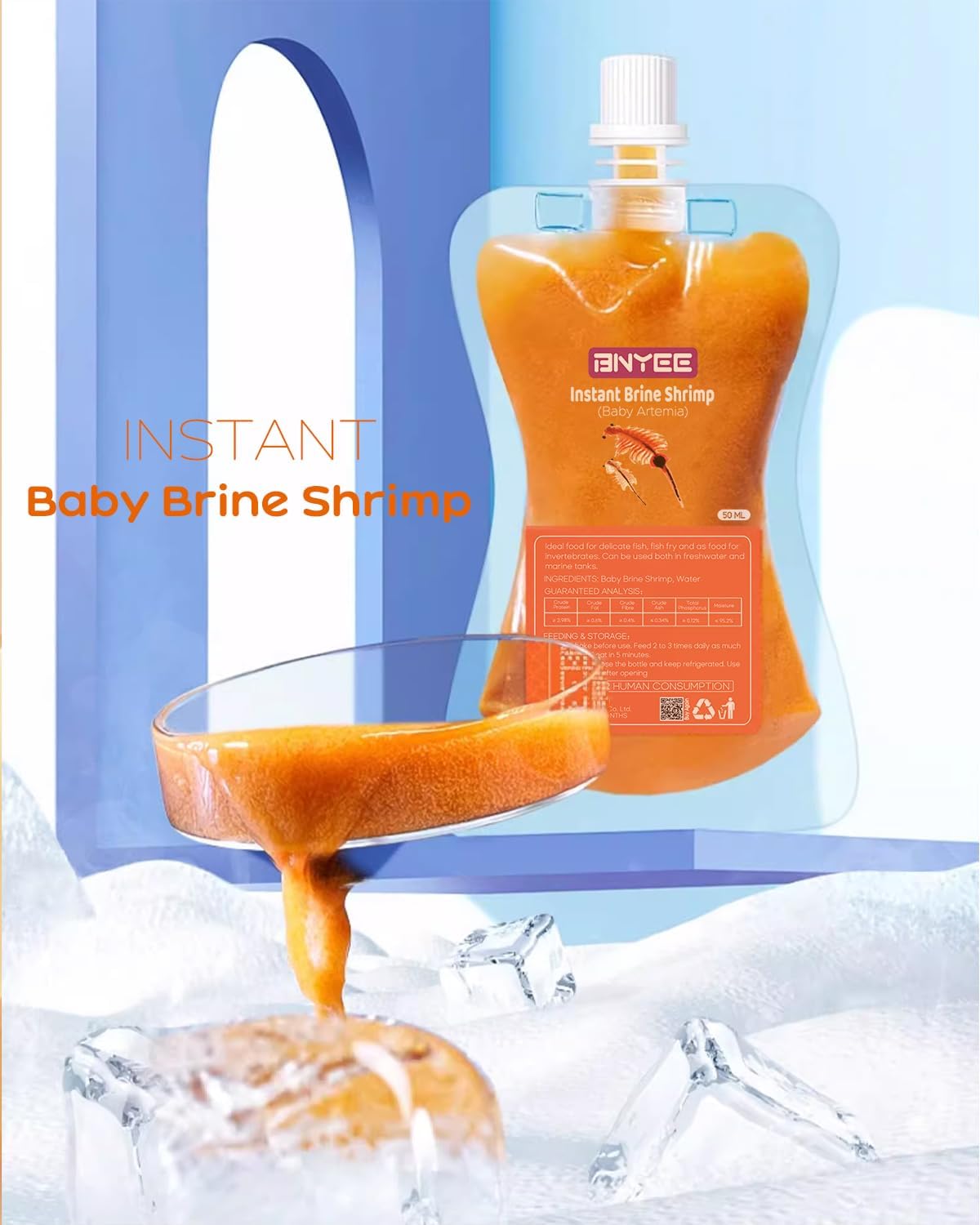 Instant Fish Food - Consisting of Non-Living Baby Brine Shrimp for Fry/Larvae Fish, Small Fish, Corals, Jelly Fish, Seahorses, and Invertebrates - Image 2