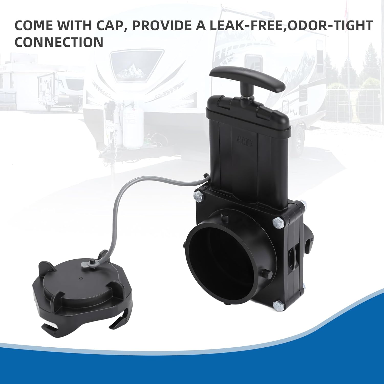 Short Bayonet Hook Twist-On Waste Valve RV Gate Valve Compatible with Most Brands of Bayonet/Lug Adapter UV-Resistant(1Pack) Black(8050) - Image 5