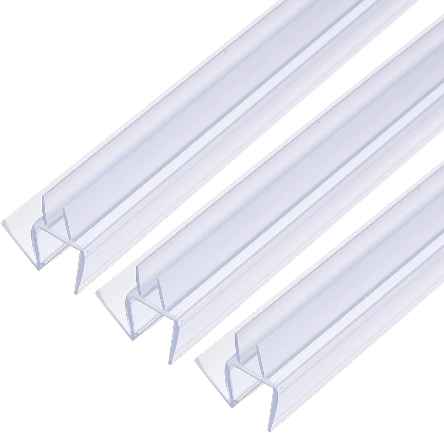 uxcell Shower Door Bottom Seal, Shower Door Sweep for 1/2" Thick Glass 47" Long (15.7" x 3 Pcs), 5 Section Segmented Frameless Glass Door Seal Strip with Double Drip, Clear